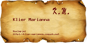 Klier Marianna névjegykártya